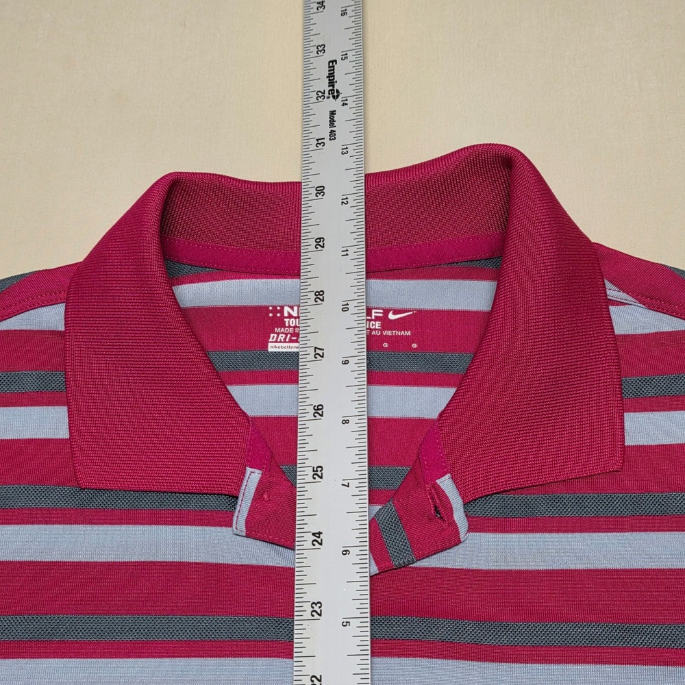 Nike Golf Tour Performance Dri-FIT Striped Polo Shirt Mens Large Red Pullover - Picture 6 of 8